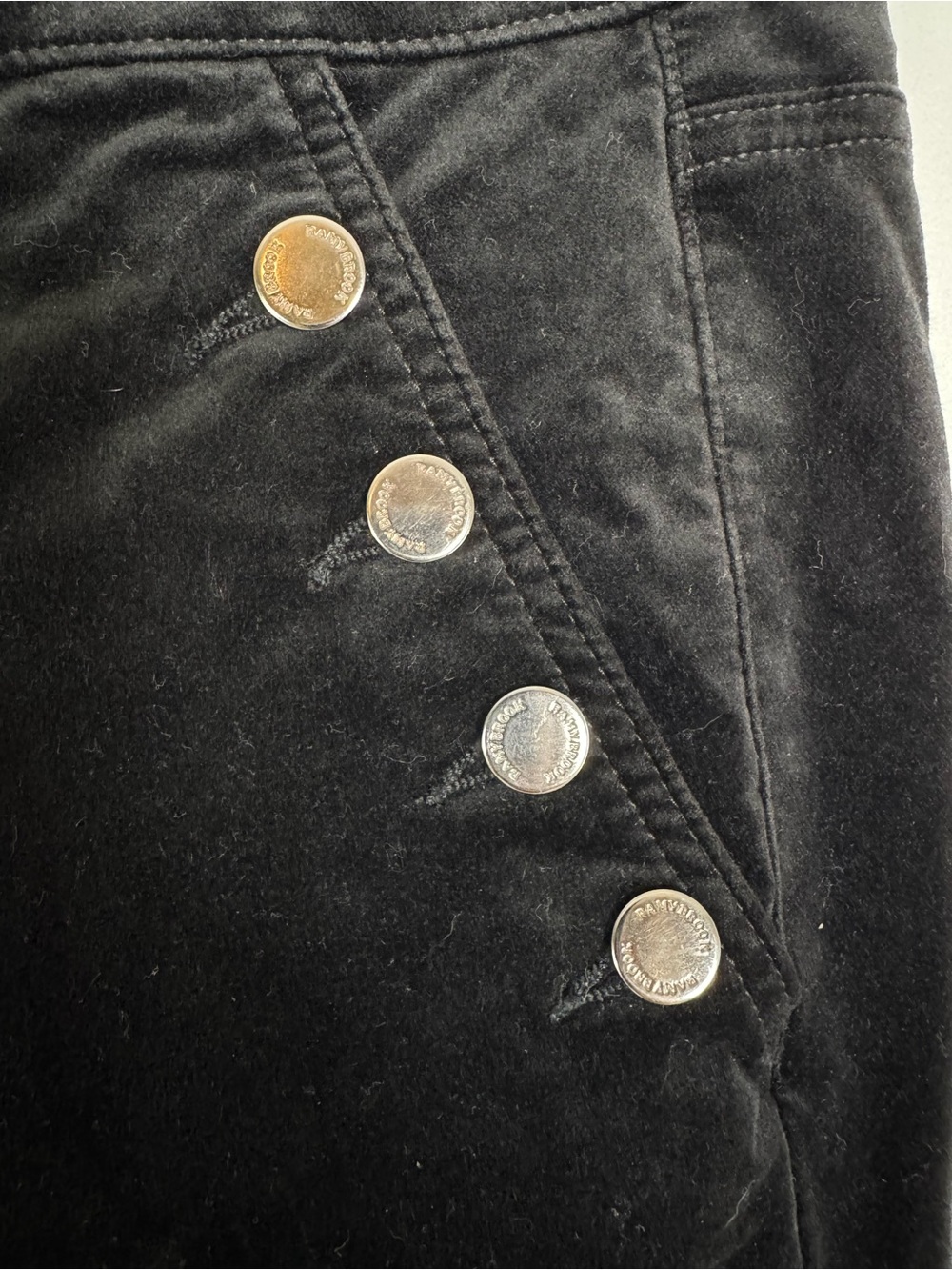 Ramy Brook Cotton Velveteen Helena Skinny Jeans Sailor Buttons Black Size 26 - Picture 13 of 15